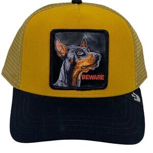 Goorin Bros The Farm Beware Doberman Trucker Snapback Hat Cap Black Biege New